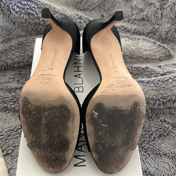 Manolo Blahnik Sedaraby Black Satin Heels 👠 - Picture 4 of 10